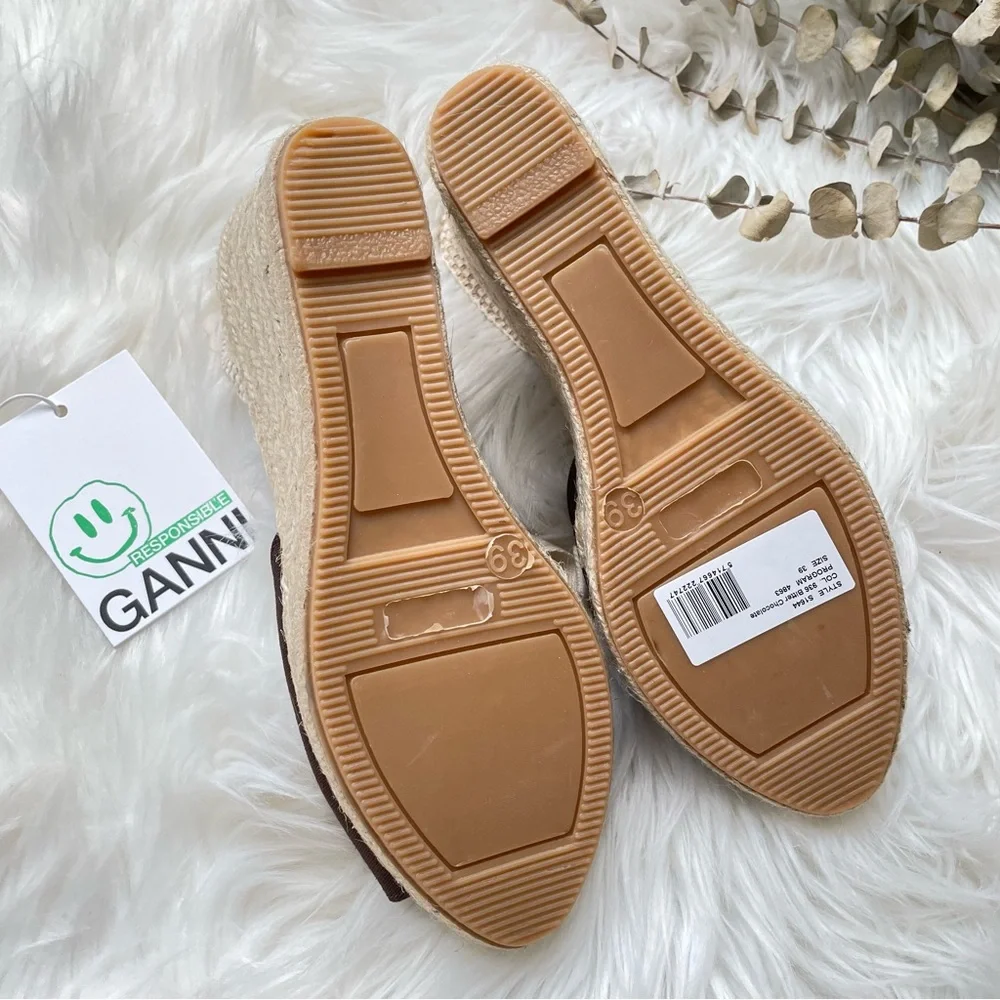 GANNI High Summer Embroidered Espadrille Wedge Sandals 9 NIB